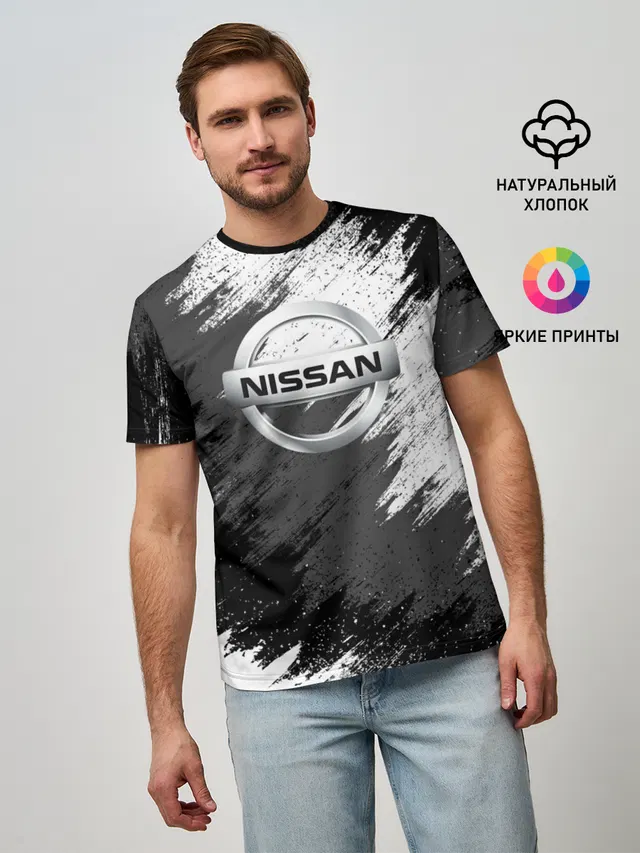 Мужская базовая футболка с принтом «Nissan»