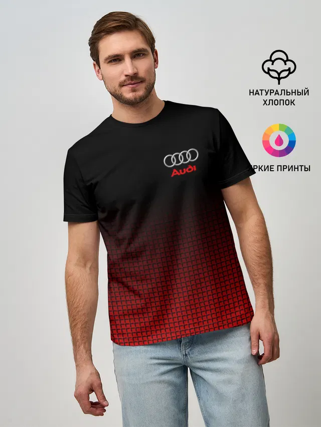 Мужская базовая футболка с принтом «Audi — AUDI SPORT»