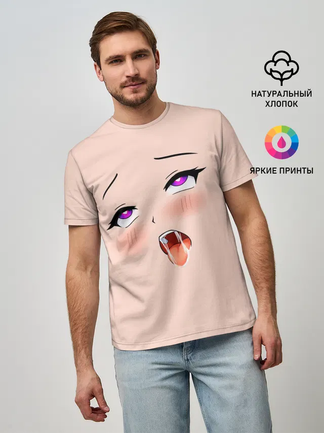 Мужская базовая футболка с принтом «Ahegao pick»
