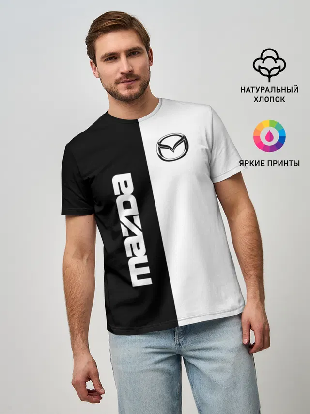 Мужская базовая футболка с принтом «Mazda»