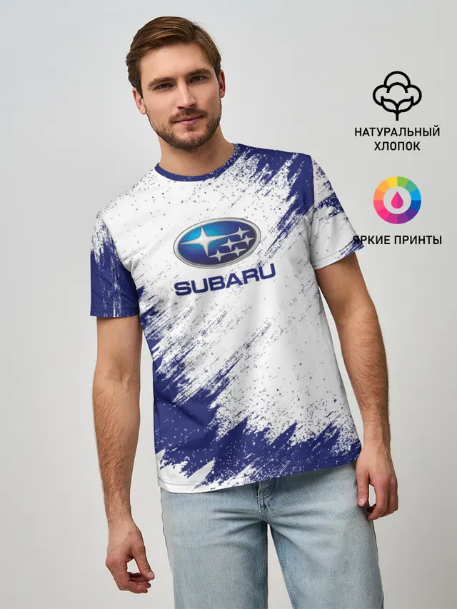 Мужская базовая футболка с принтом «Subaru»