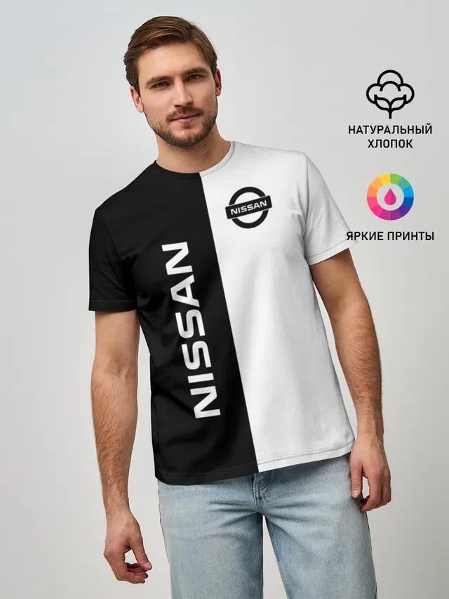 Мужская базовая футболка с принтом «Nissan logo»