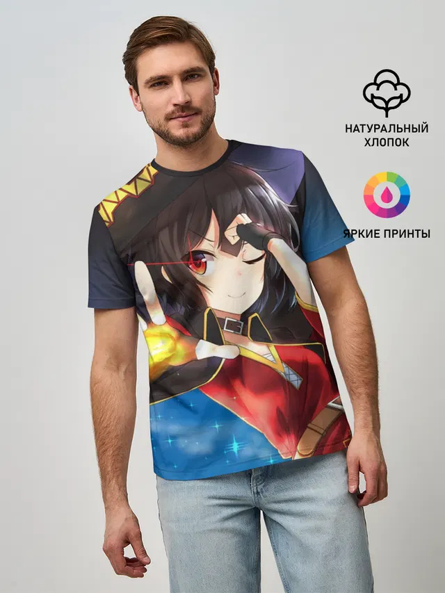 Мужская базовая футболка с принтом «Megumin луч из руки»