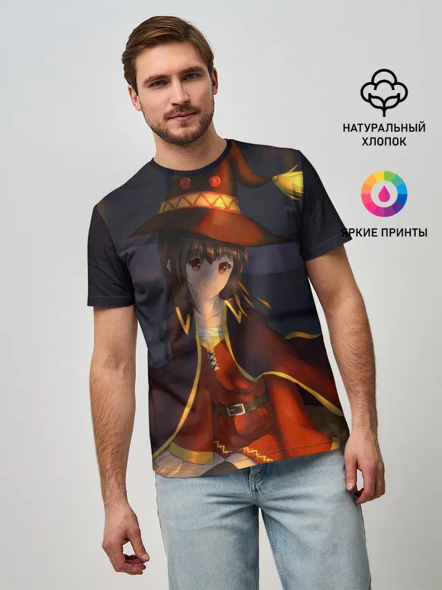 Мужская базовая футболка с принтом «Megumin ночная»