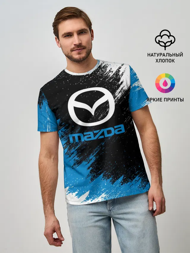 Мужская базовая футболка с принтом «Mazda»