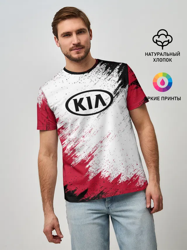 Мужская базовая футболка с принтом «KIA»