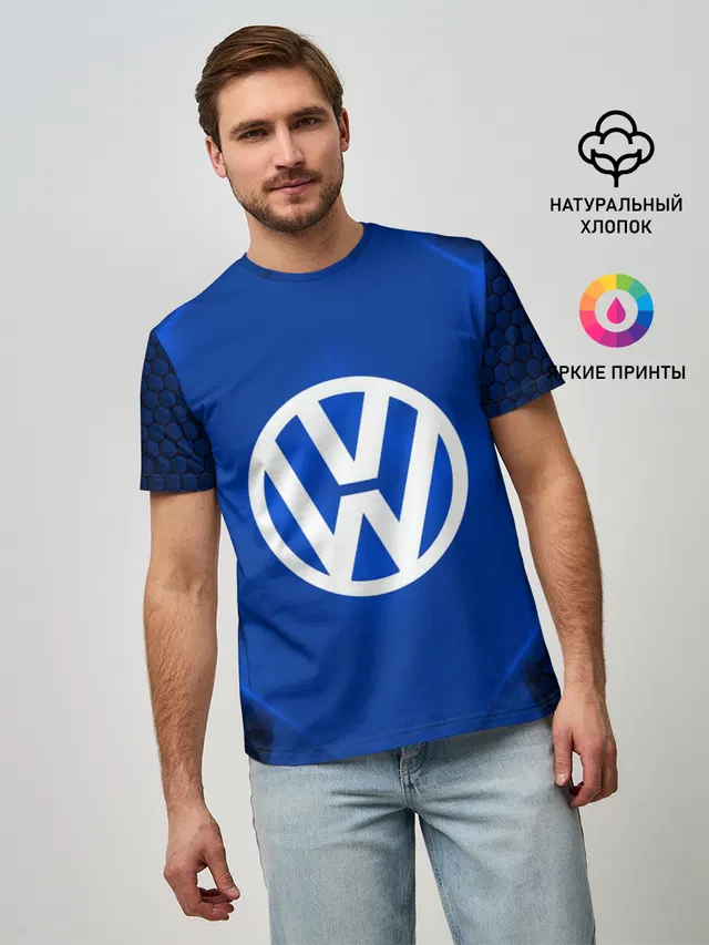 Мужская базовая футболка с принтом «Volkswagen — Volkswagen SPORT»