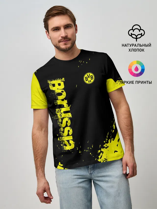 Мужская базовая футболка с принтом «BVB — BORUSSIA SPORT»