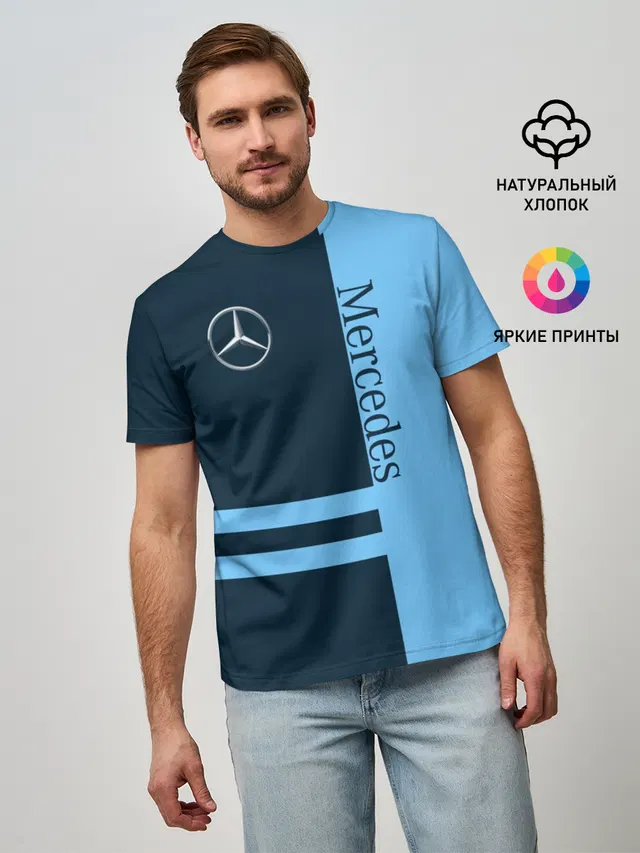 Мужская базовая футболка с принтом «Merсedes — Mercedes»