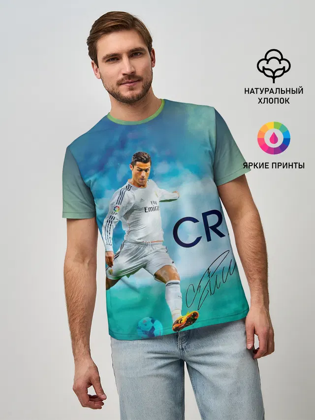 Мужская базовая футболка с принтом «Real Madrid — Ronaldo»
