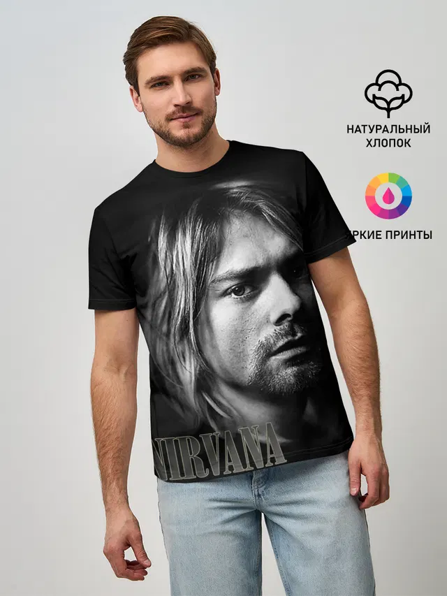 Мужская базовая футболка с принтом «Nirvana»