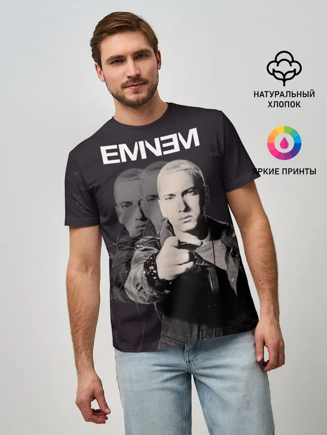 Мужская базовая футболка с принтом «Eminem»