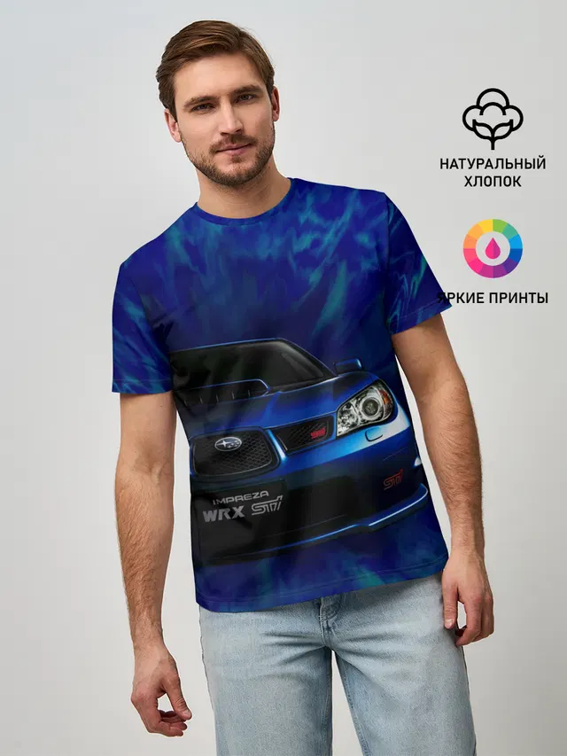 Мужская базовая футболка с принтом «Subaru»