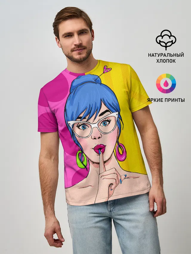 Мужская базовая футболка с принтом «Pop Art»