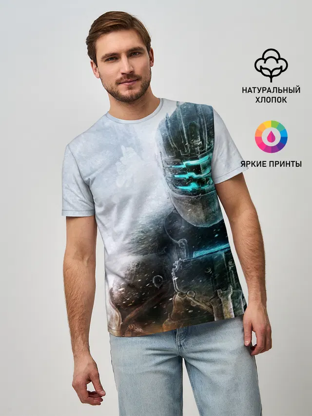 Мужская базовая футболка с принтом «Dead Space — Айзек Кларк»