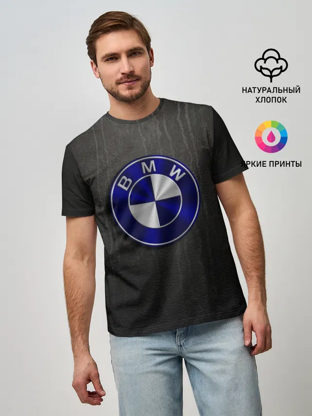 Мужская базовая футболка с принтом «BMW»