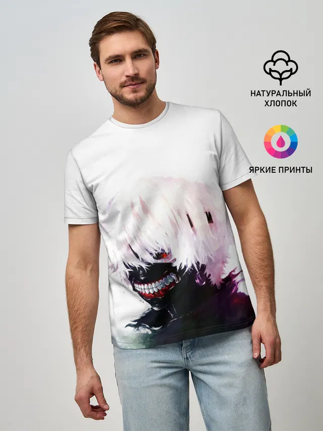 Мужская базовая футболка с принтом «Токийский Гуль — Smile»