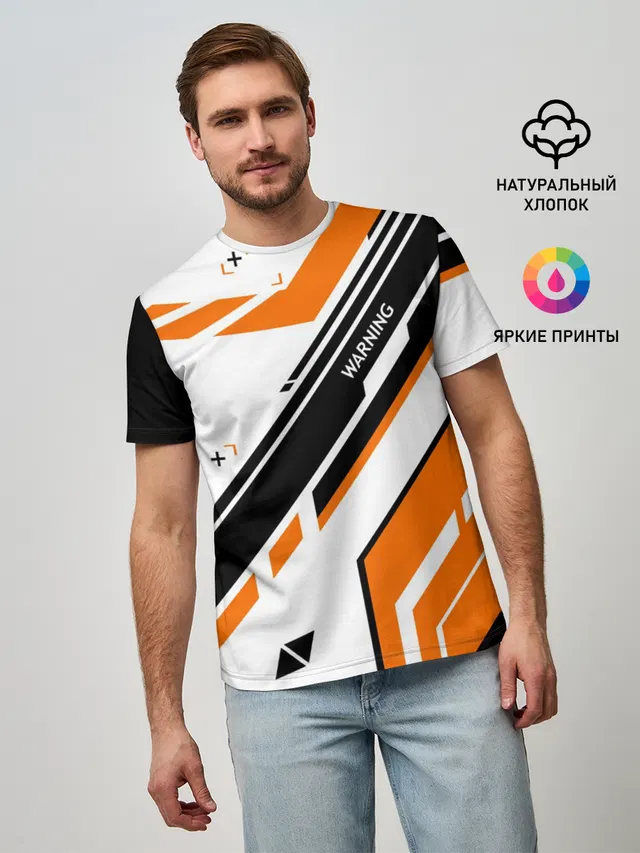 Мужская базовая футболка с принтом «Counter-Strike — cs:go - Asiimov P90 Style»