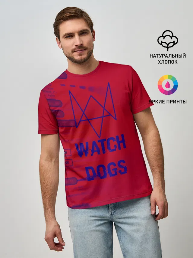 Мужская базовая футболка с принтом «Watch Dogs hacker collection»