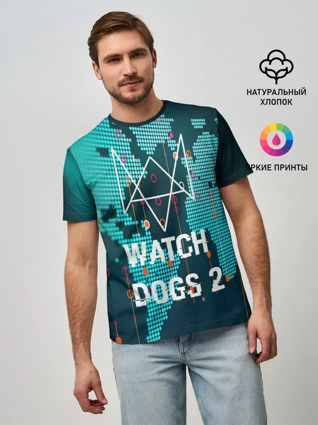 Мужская базовая футболка с принтом «DedSec — Watch Dogs 2 NETWORK HACK»