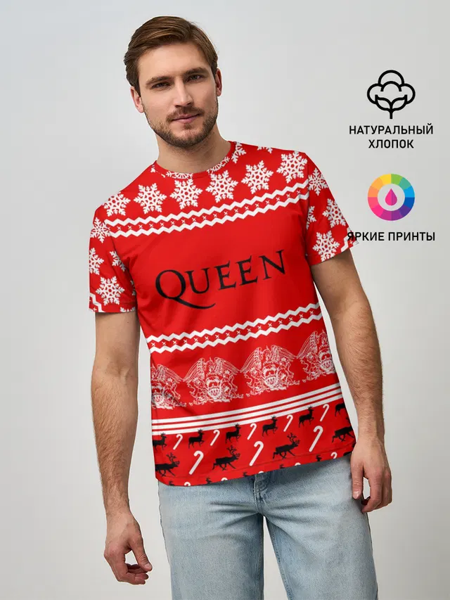 Мужская базовая футболка с принтом «Праздничный Queen»