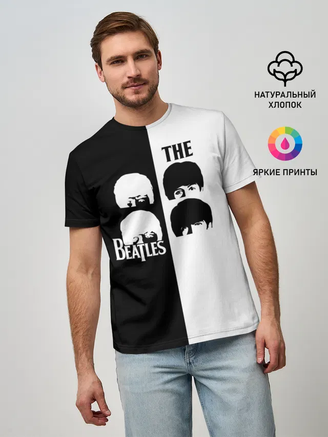 Мужская базовая футболка с принтом «The Beatles rock band»