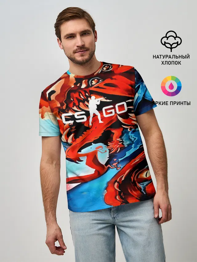 Мужская базовая футболка с принтом «Counter-Strike — CS GO Hyper Beast»