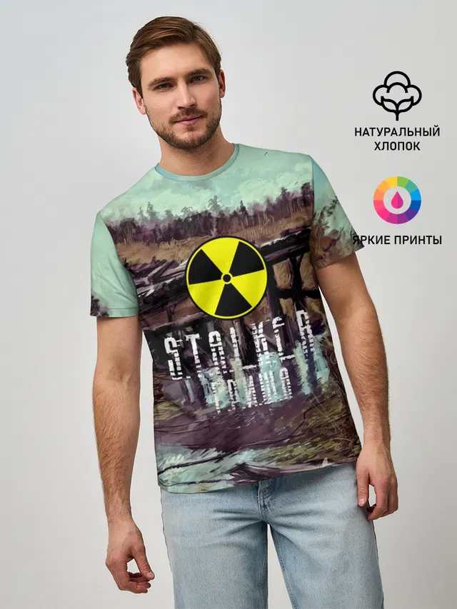Мужская базовая футболка с принтом «Stalker — S.T.A.L.K.E.R ГРИША»