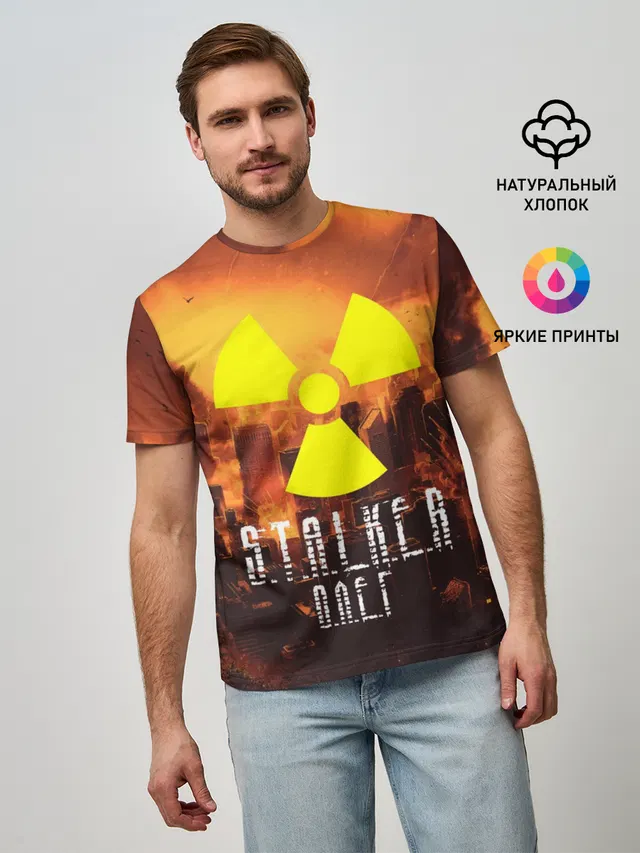 Мужская базовая футболка с принтом «Stalker — S.T.A.L.K.E.R Олег»