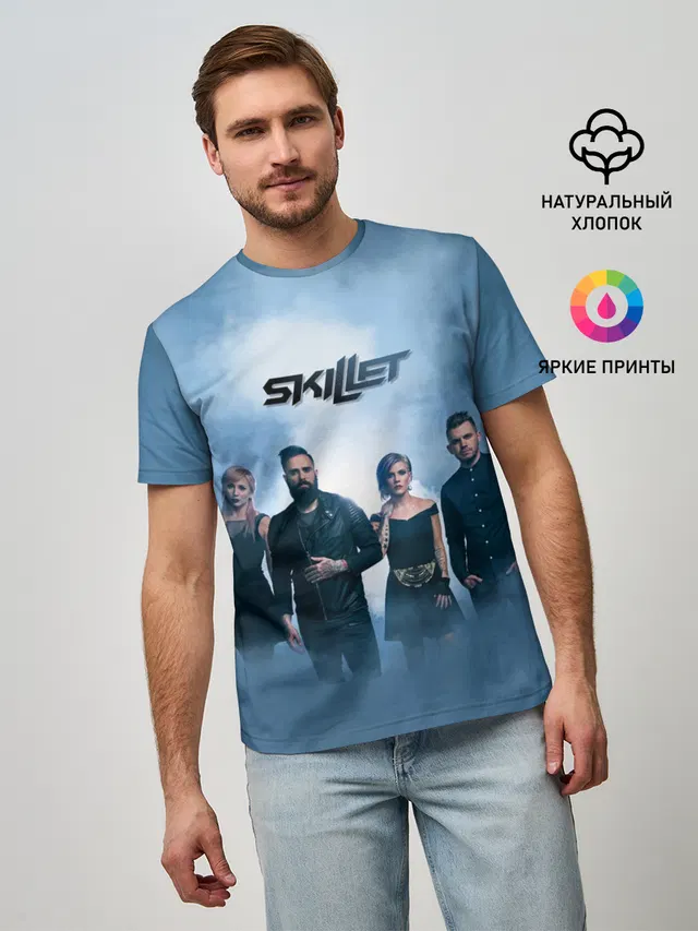 Мужская базовая футболка с принтом «Skillet»