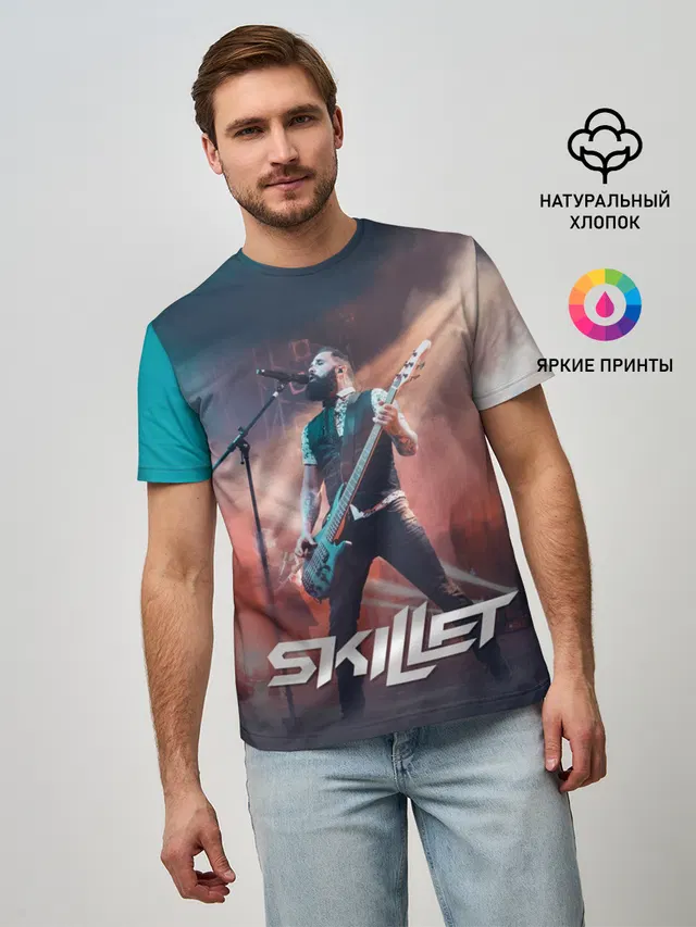 Мужская базовая футболка с принтом «Skillet — John Cooper»