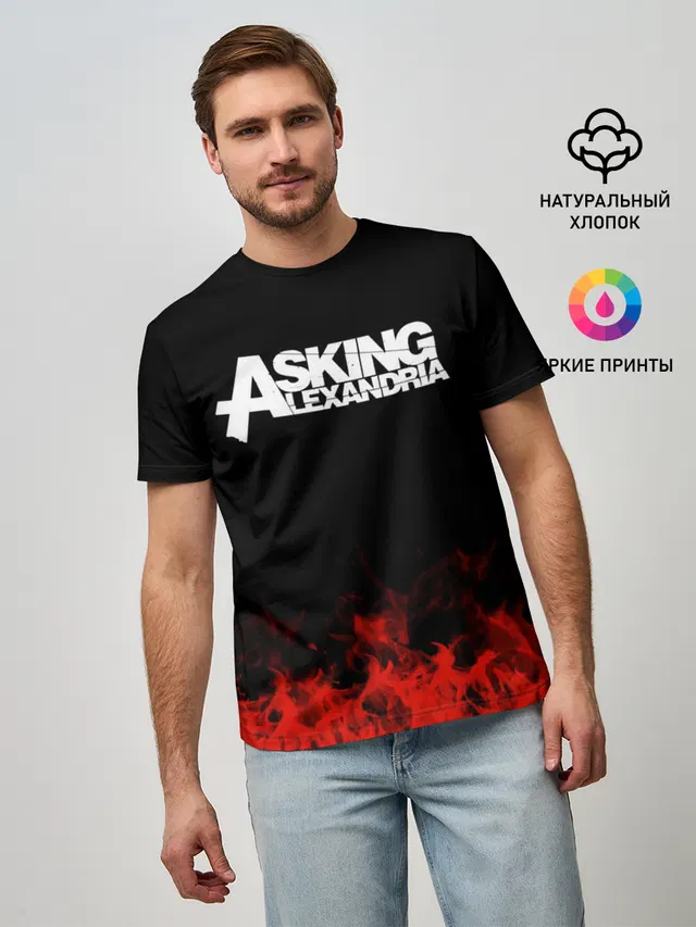 Мужская базовая футболка с принтом «Asking Alexandria»