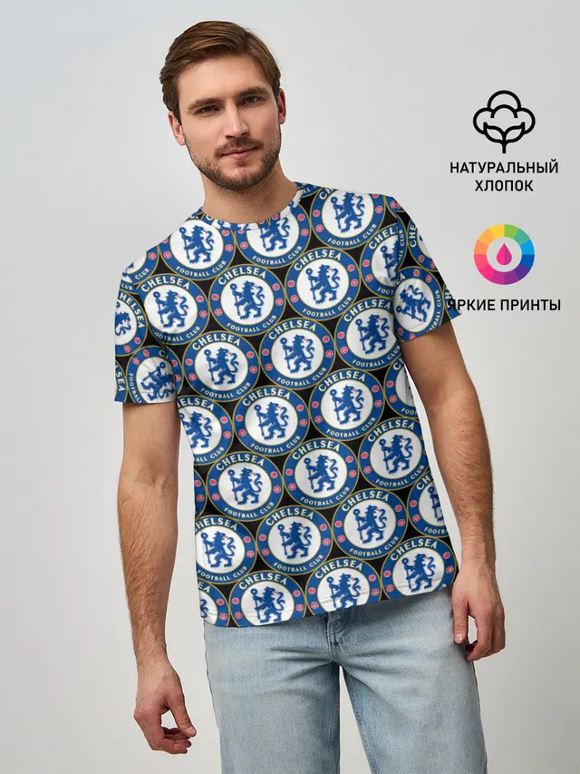 Мужская базовая футболка с принтом «Chelsea Football Club»