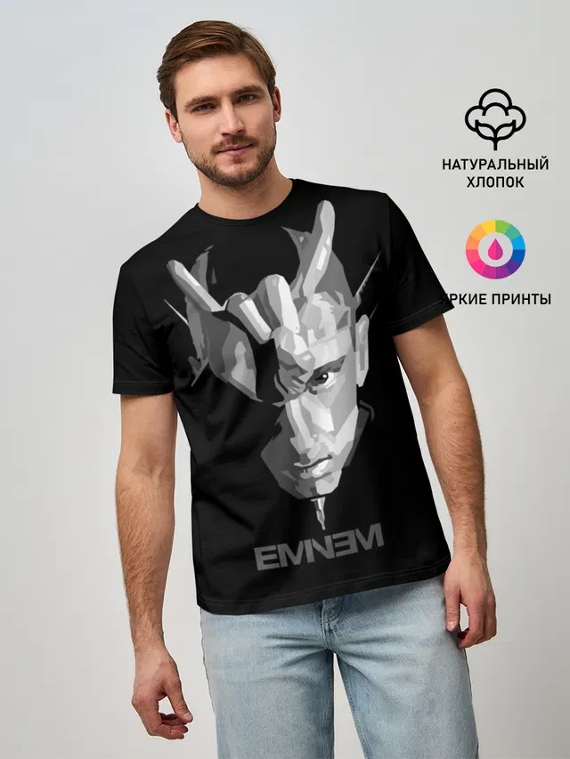 Мужская базовая футболка с принтом «Eminem»