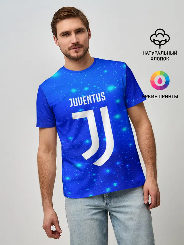 Мужская базовая футболка с принтом «Ювентус — Juventus space collection»