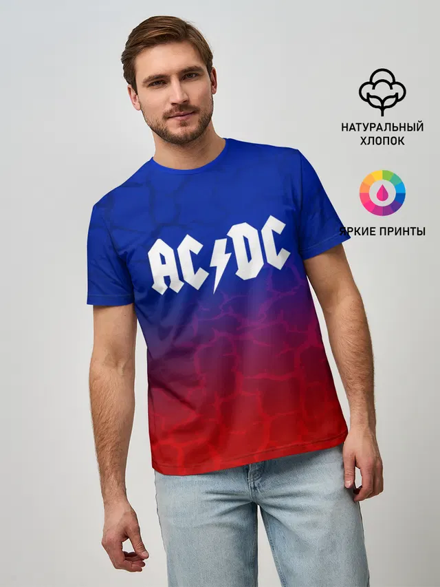 Мужская базовая футболка с принтом «AC — AC/DC angel&devil»