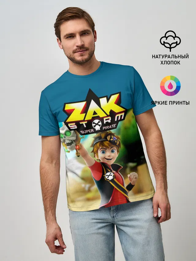 Мужская базовая футболка с принтом «Мультфильмы — Zak Storm_2»