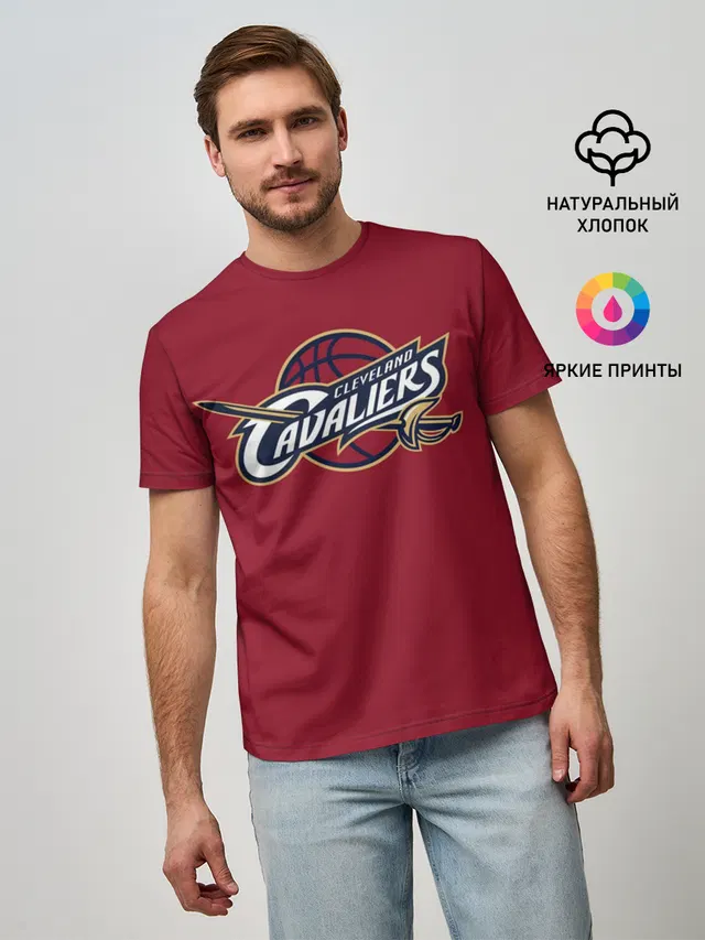 Мужская базовая футболка с принтом «НБА — Cleveland Cavaliers»