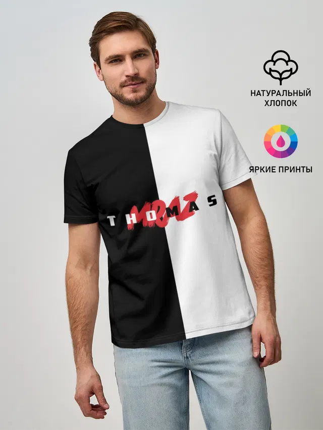 Мужская базовая футболка с принтом «Thomas Mraz»