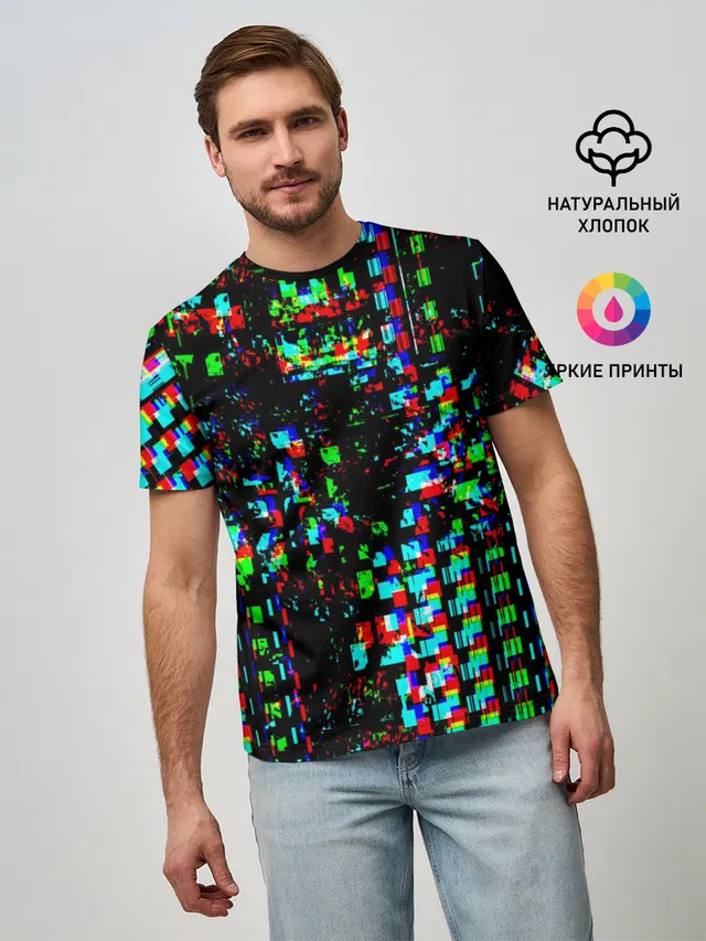 Мужская базовая футболка с принтом «Абстракция — Optical abstract»