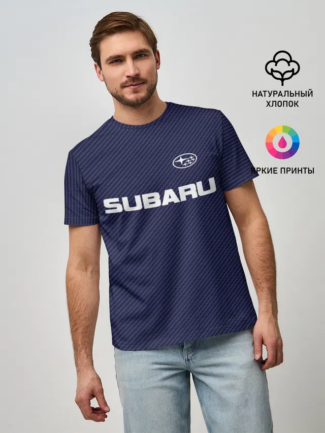 Мужская базовая футболка с принтом «Subaru Carbon»