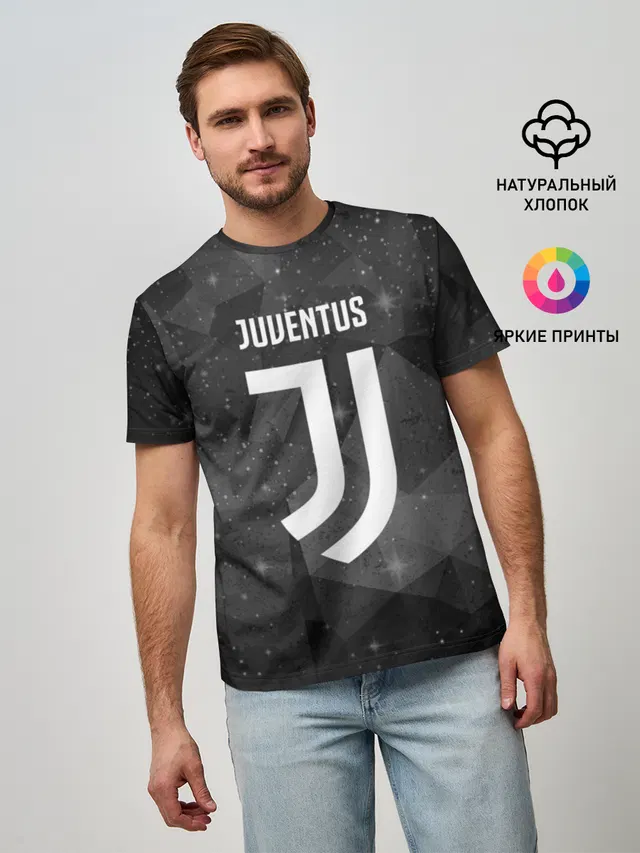 Мужская базовая футболка с принтом «Ювентус — Juventus Cosmos»