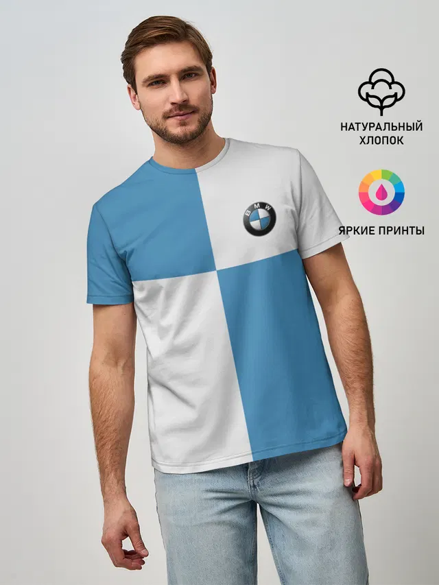 Мужская базовая футболка с принтом «BMW»