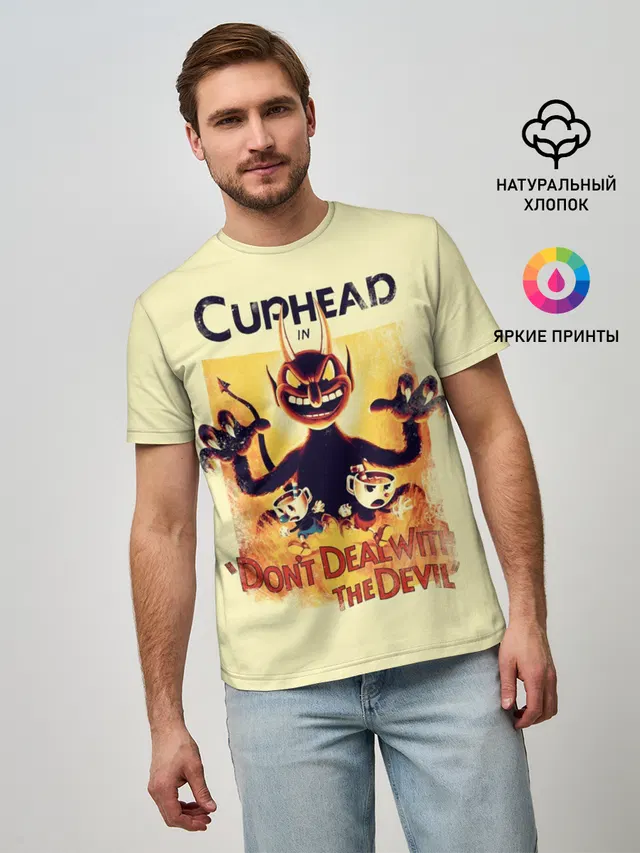Мужская базовая футболка с принтом «Cuphead (character)»
