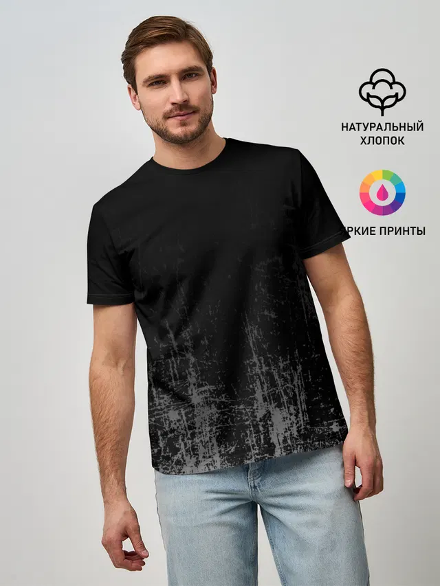 Мужская базовая футболка с принтом «Black Grunge»