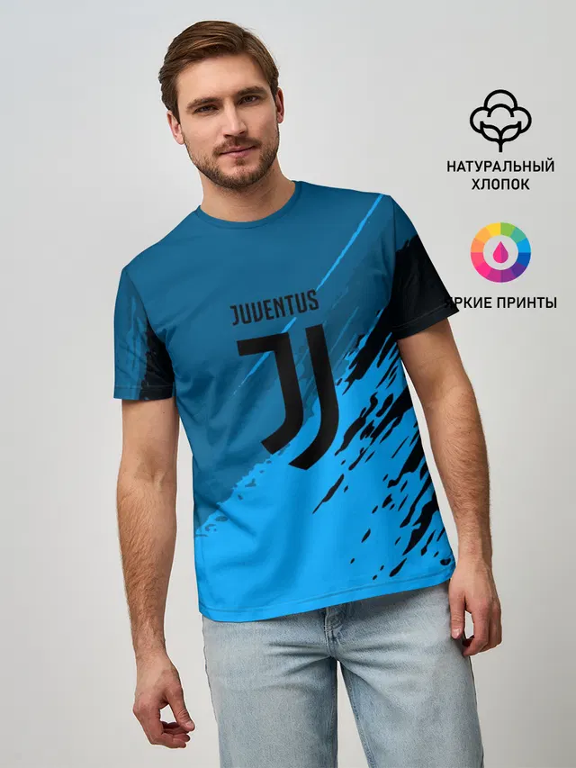 Мужская базовая футболка с принтом «Ювентус — FC Juventus abstract style»