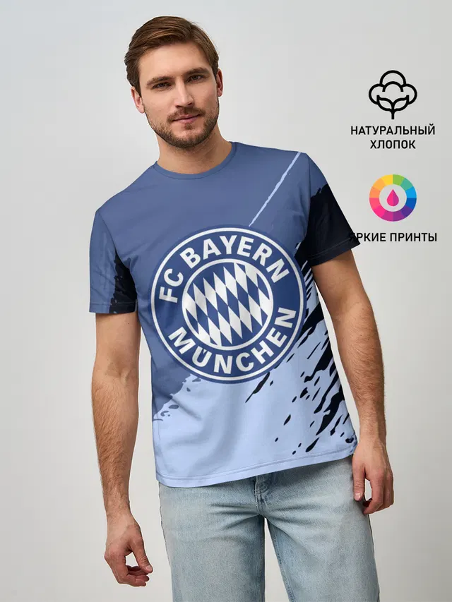 Мужская базовая футболка с принтом «FC Bayern Munchen style»