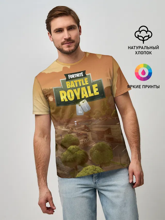 Мужская базовая футболка с принтом «Фортнайт — Fortnite Battle Royale»