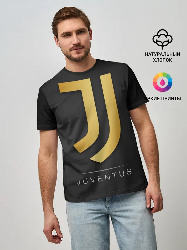 Мужская базовая футболка с принтом «Ювентус — Juventus Gold Edition»