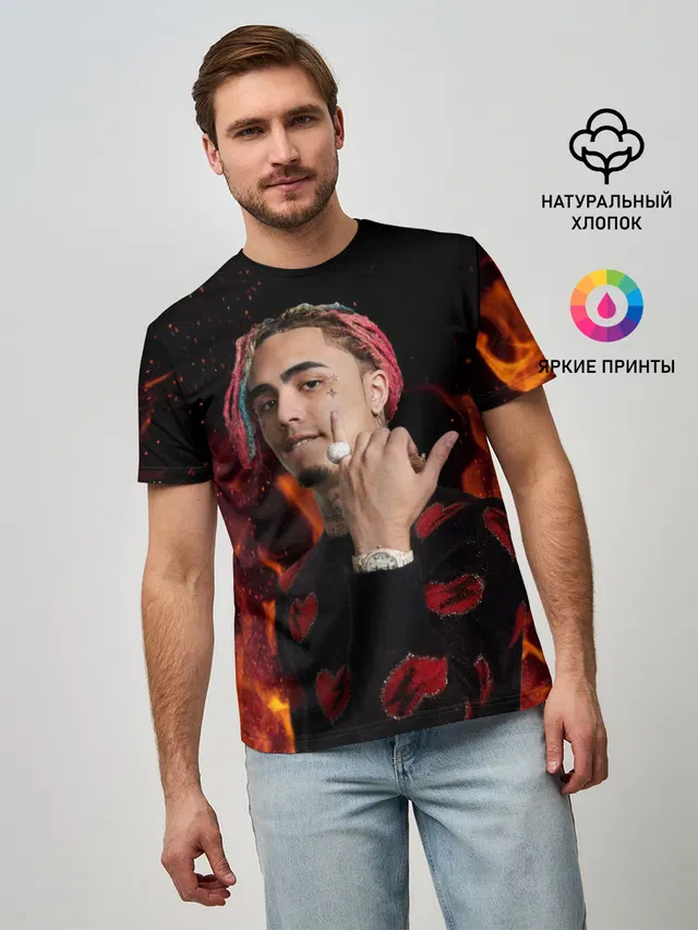 Мужская базовая футболка с принтом «Разная музыка — Lil Pump - 103»